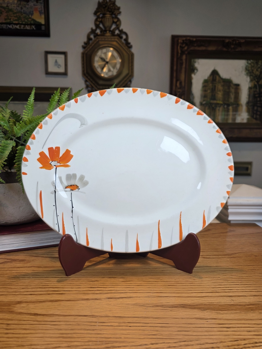 Vintage Myott Son & Co Hand Painted Art Deco Platter | 11" x 9" | 1930s English